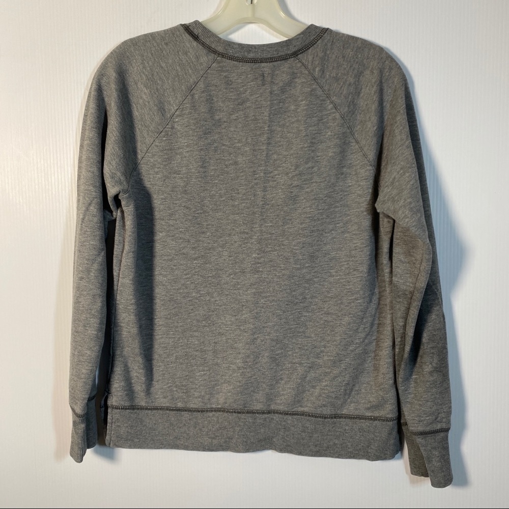 AERIE Long Sleeve Tee. Gray with black top stitching. Slit ribbed hem and cuffs